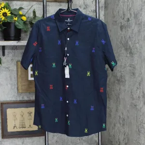 Psycho Bunny Caleb Short Sleeve Cotton Button-Up Shirt B6Q242S1CO