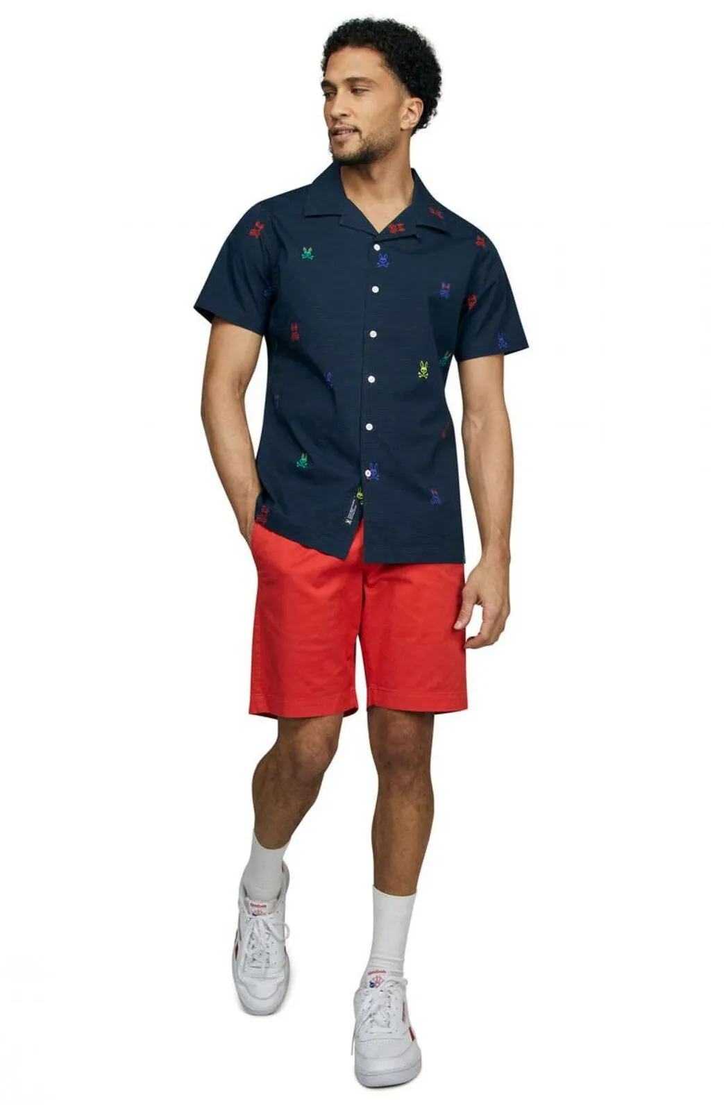 Psycho Bunny Caleb Short Sleeve Cotton Button-Up Shirt B6Q242S1CO