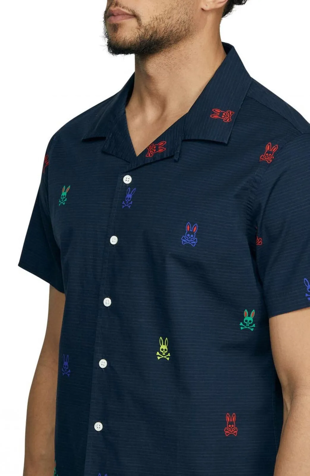 Psycho Bunny Caleb Short Sleeve Cotton Button-Up Shirt B6Q242S1CO