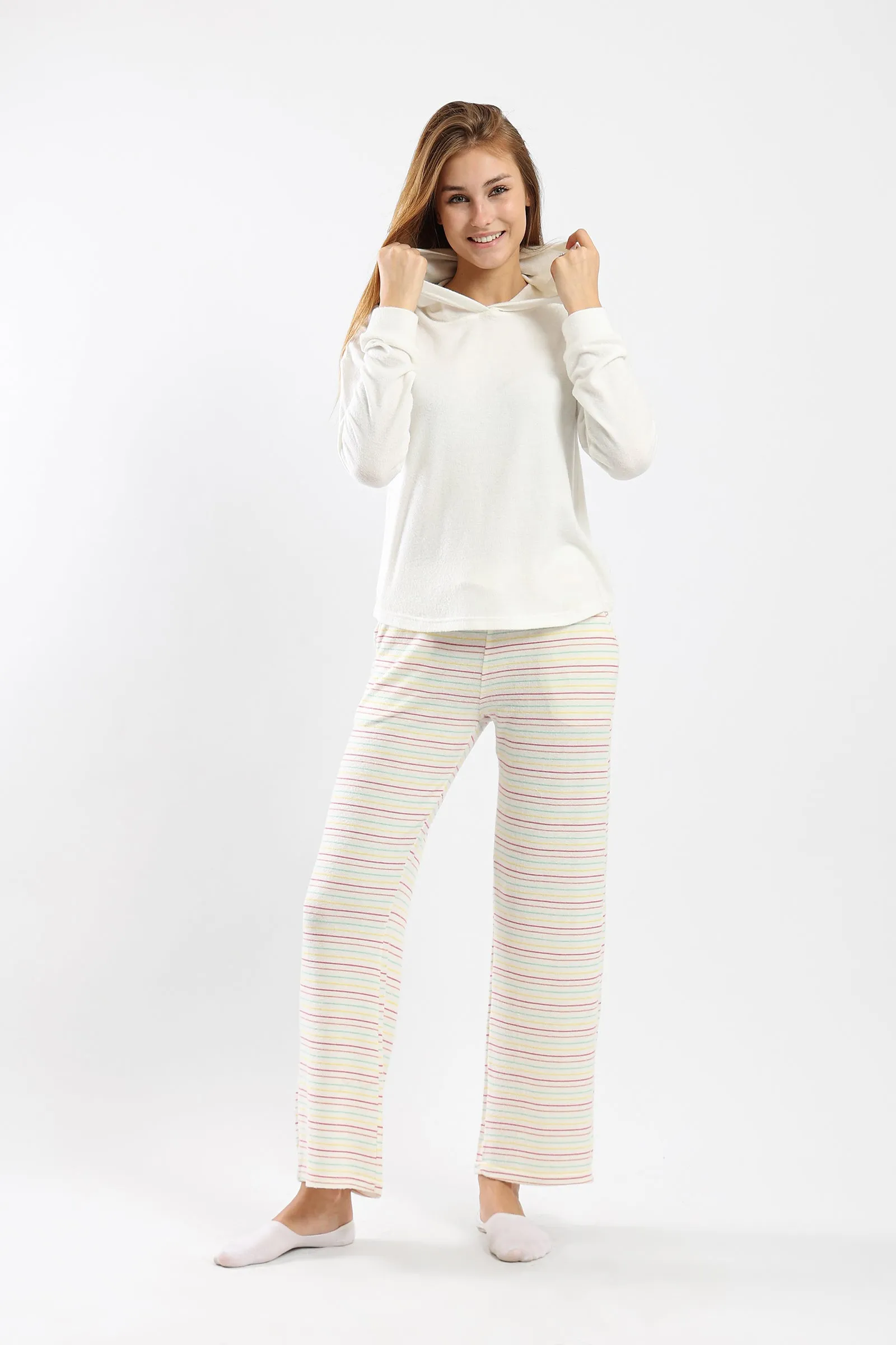 Pyjama Set with Striped Pants
