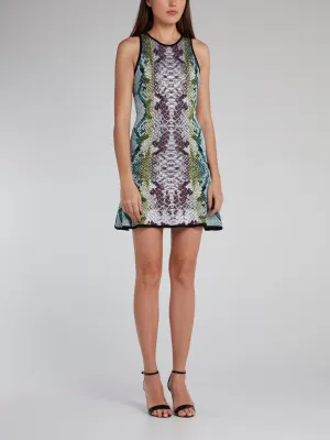 Python Effect Flared Mini Dress