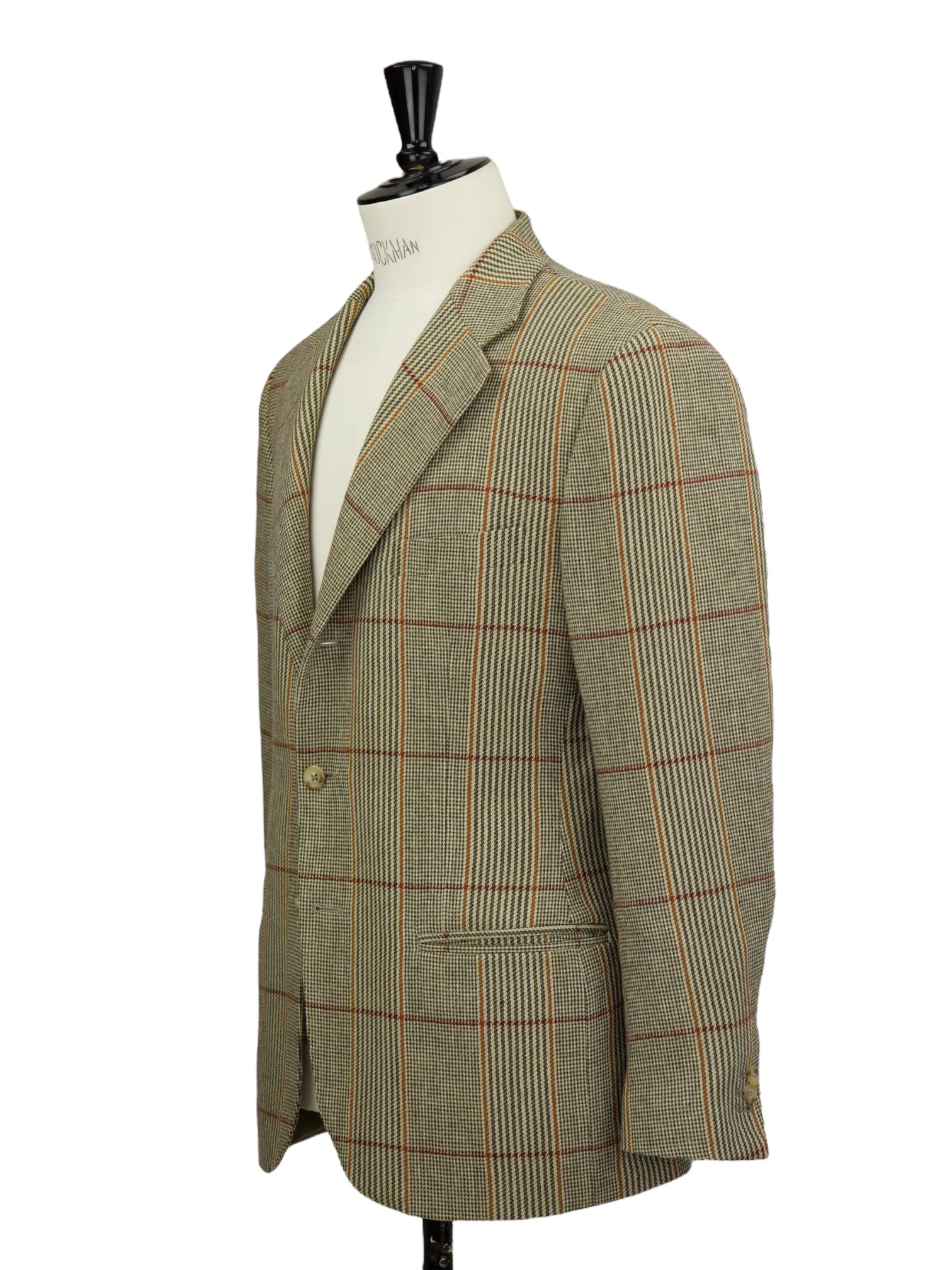 Ralph Lauren Light Brown & Burnt Orange Glenplaid Harris Tweed Jacket