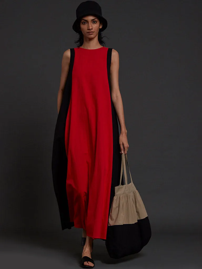 Red Colour Block Dress