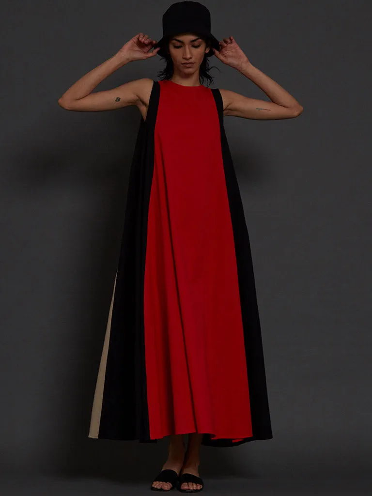 Red Colour Block Dress