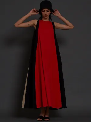 Red Colour Block Dress