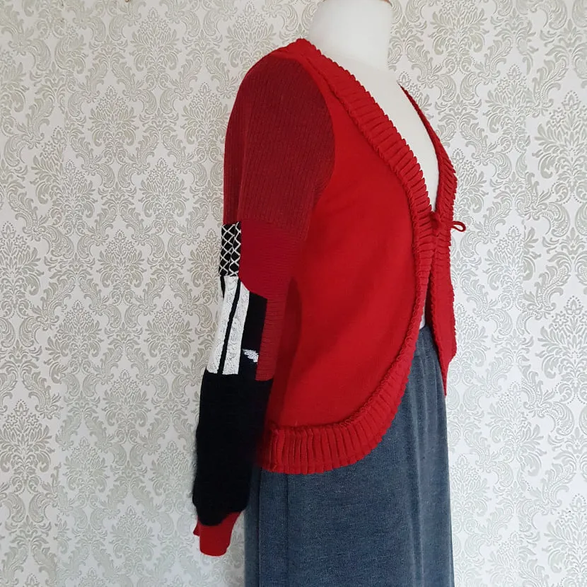 Red Patchwork Cardigan