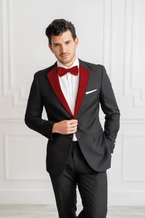 Red Satin Notch Lapels