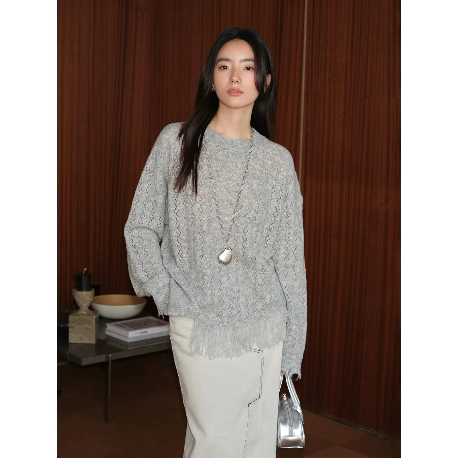 Retro Fringe Knit Sweater