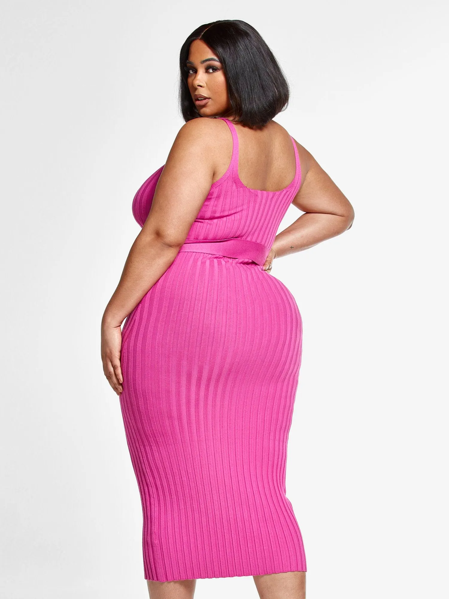 Robyn Belted Ribbed Knit Dress