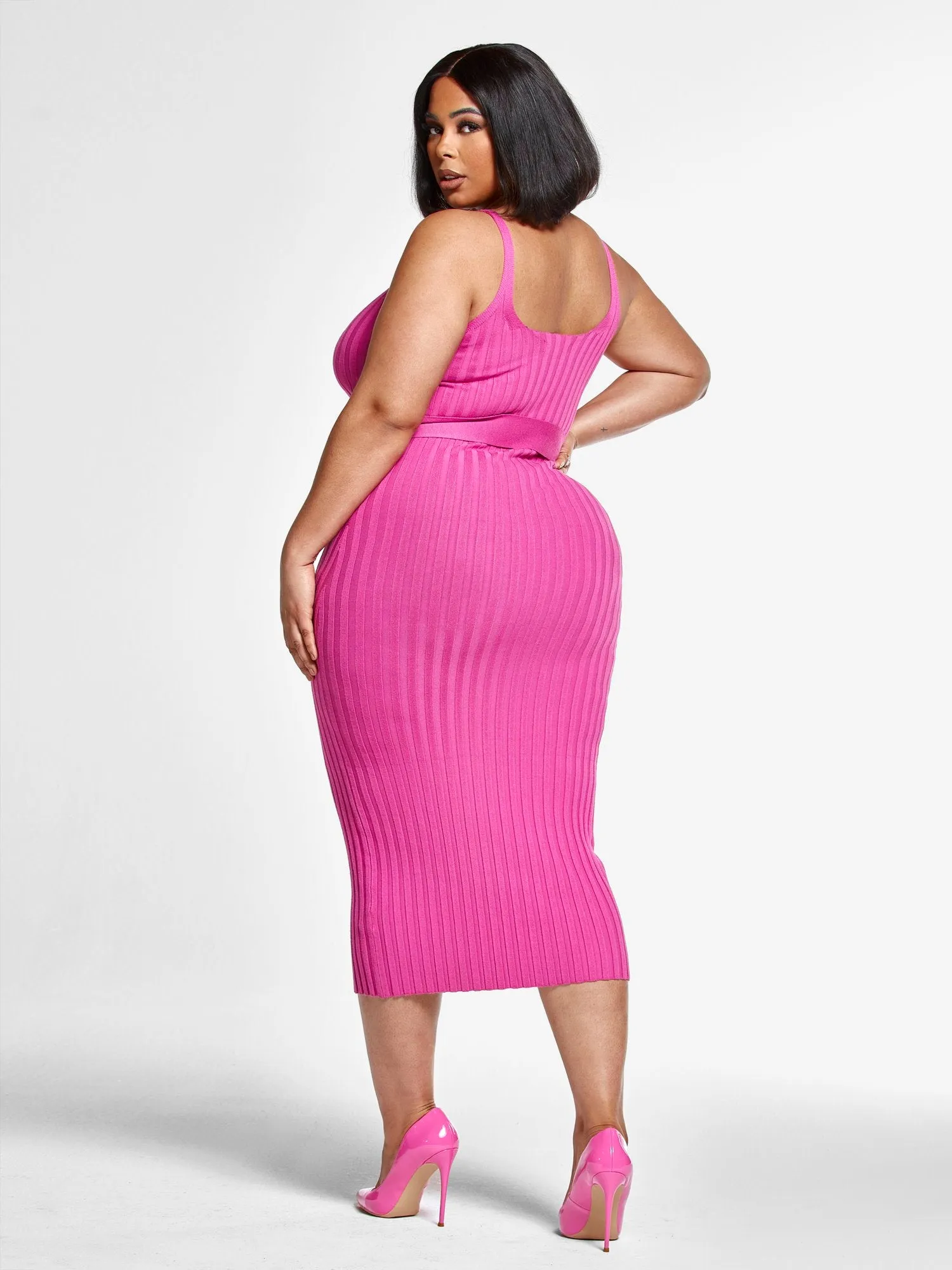 Robyn Belted Ribbed Knit Dress