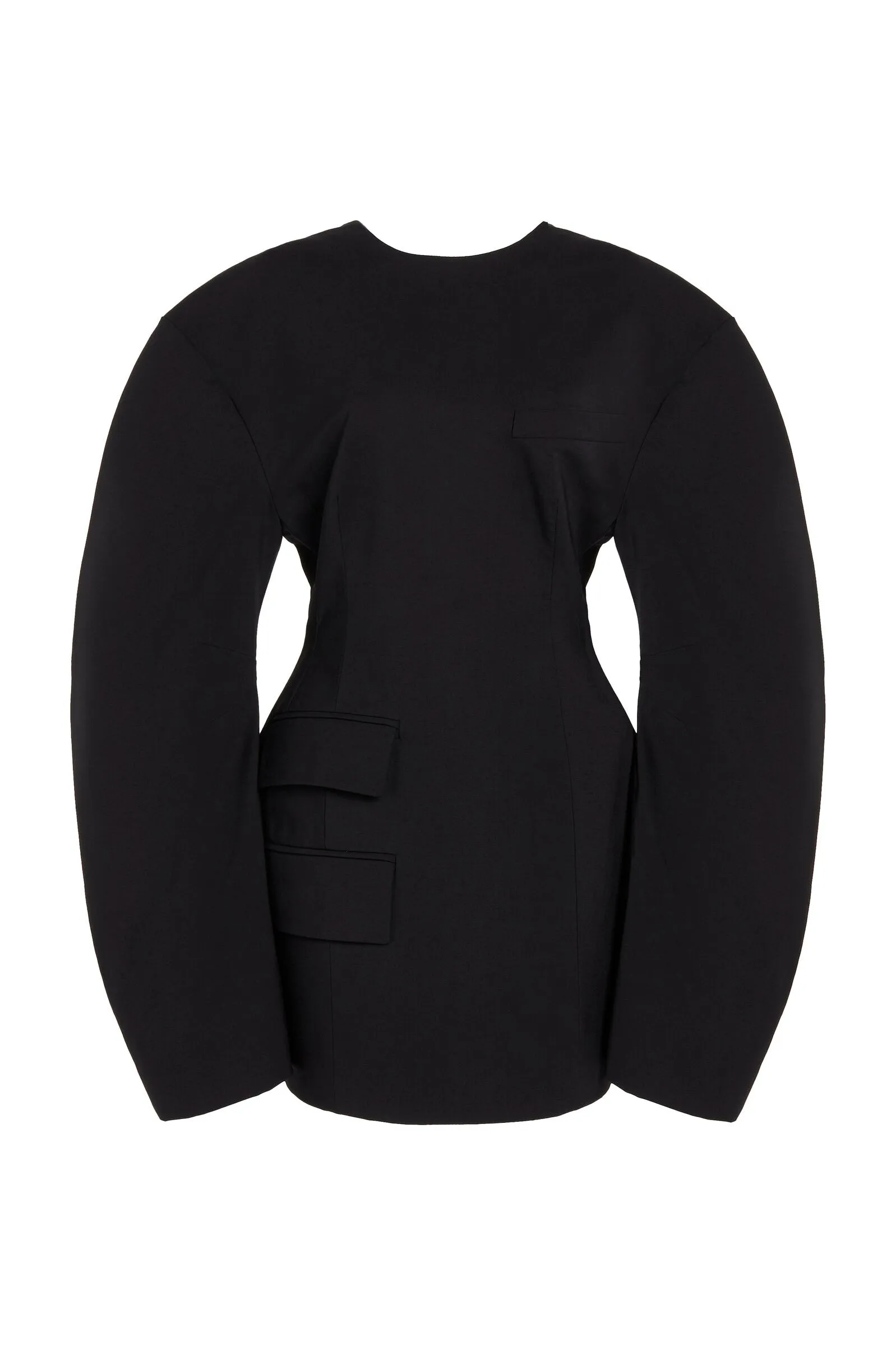 Rounded Sleeve Tailored Mini Dress Black