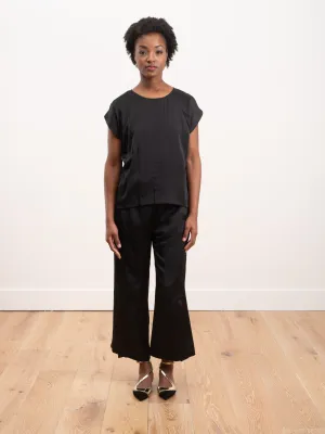 satin raglan tee - black