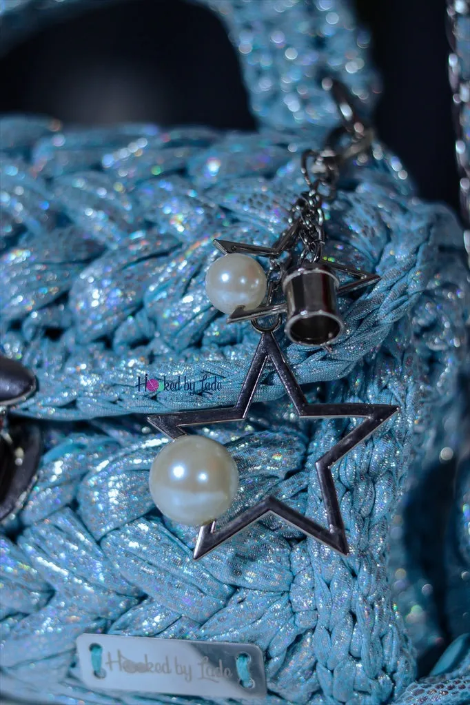 Shimmering ‘Tiffany Blue’ Crochet Bag