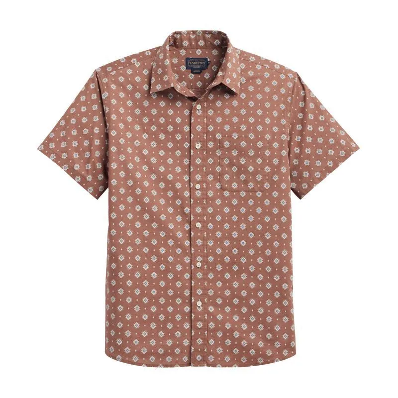 Shoreline Short Sleeve Shirt Geo Red Brown