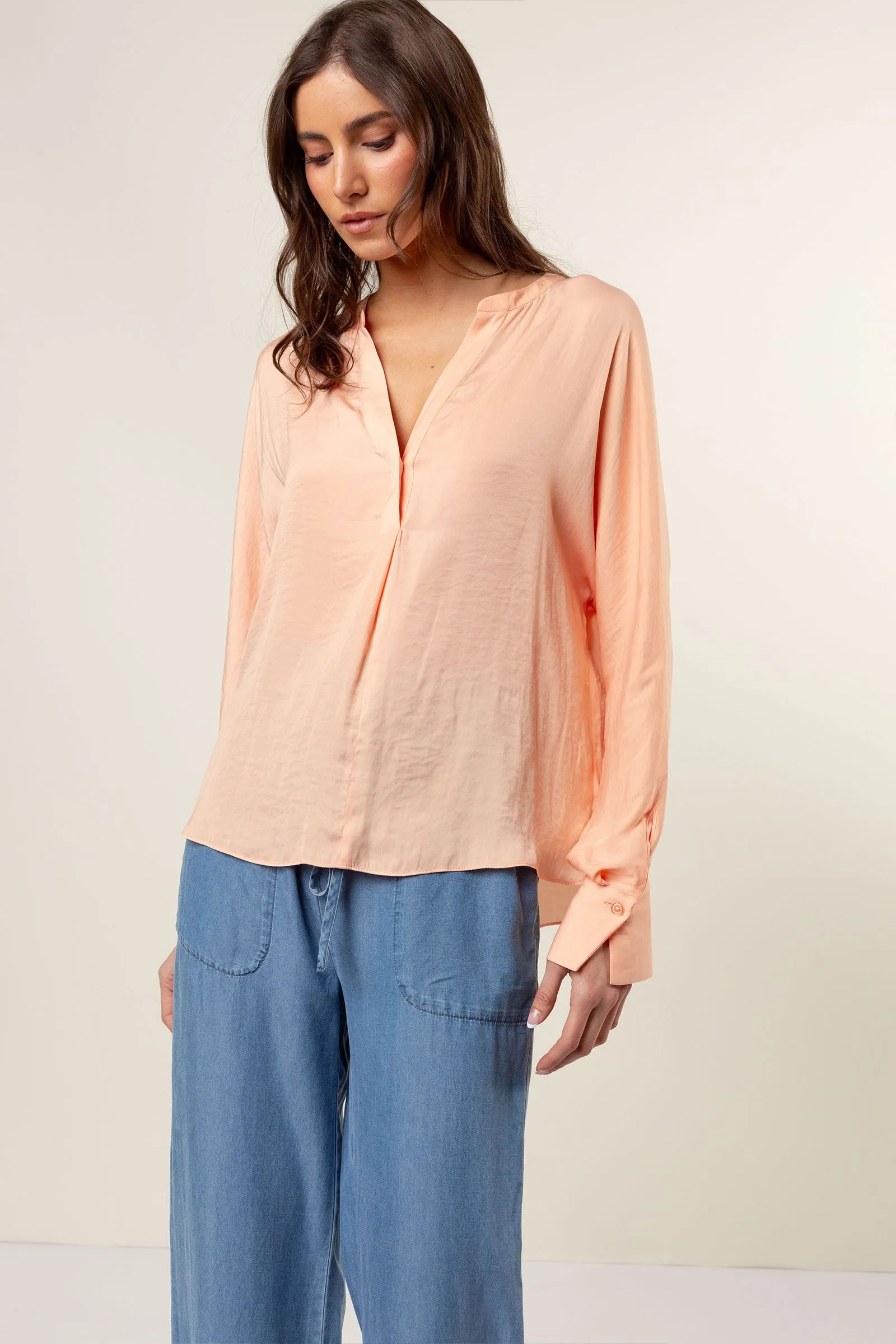 Silky Satin Popover Blouse