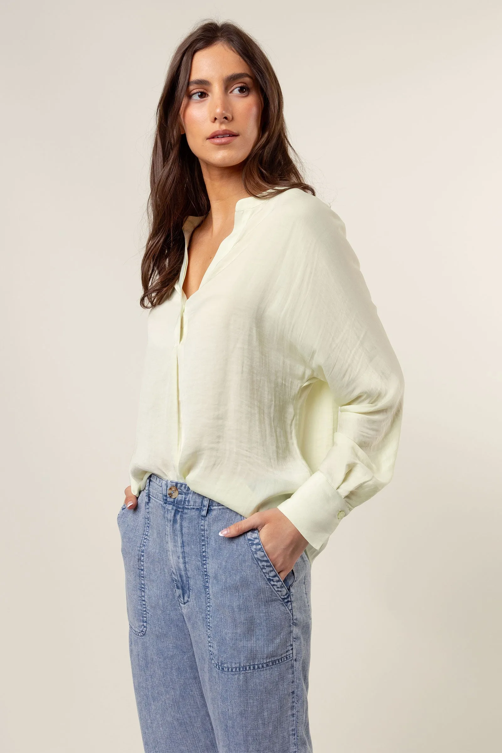 Silky Satin Popover Blouse