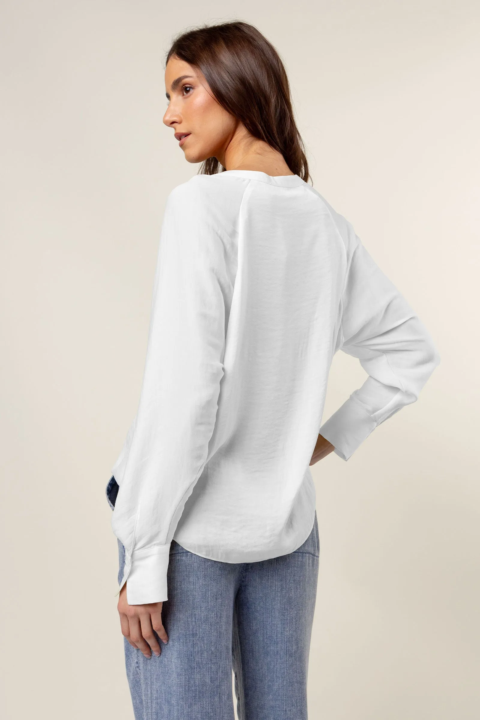 Silky Satin Popover Blouse