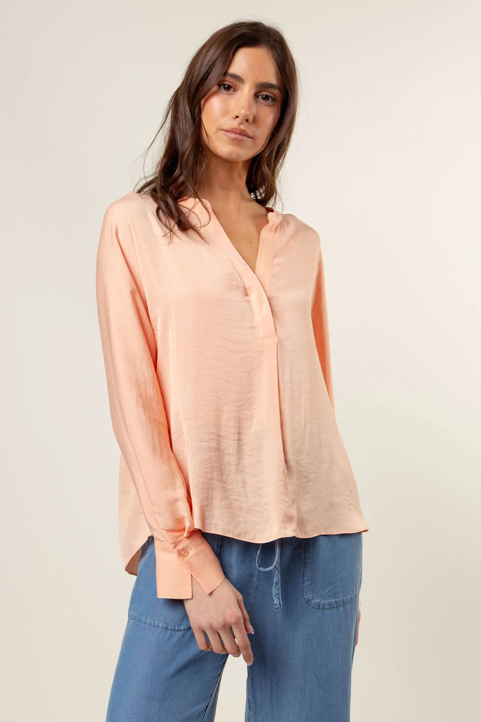 Silky Satin Popover Blouse