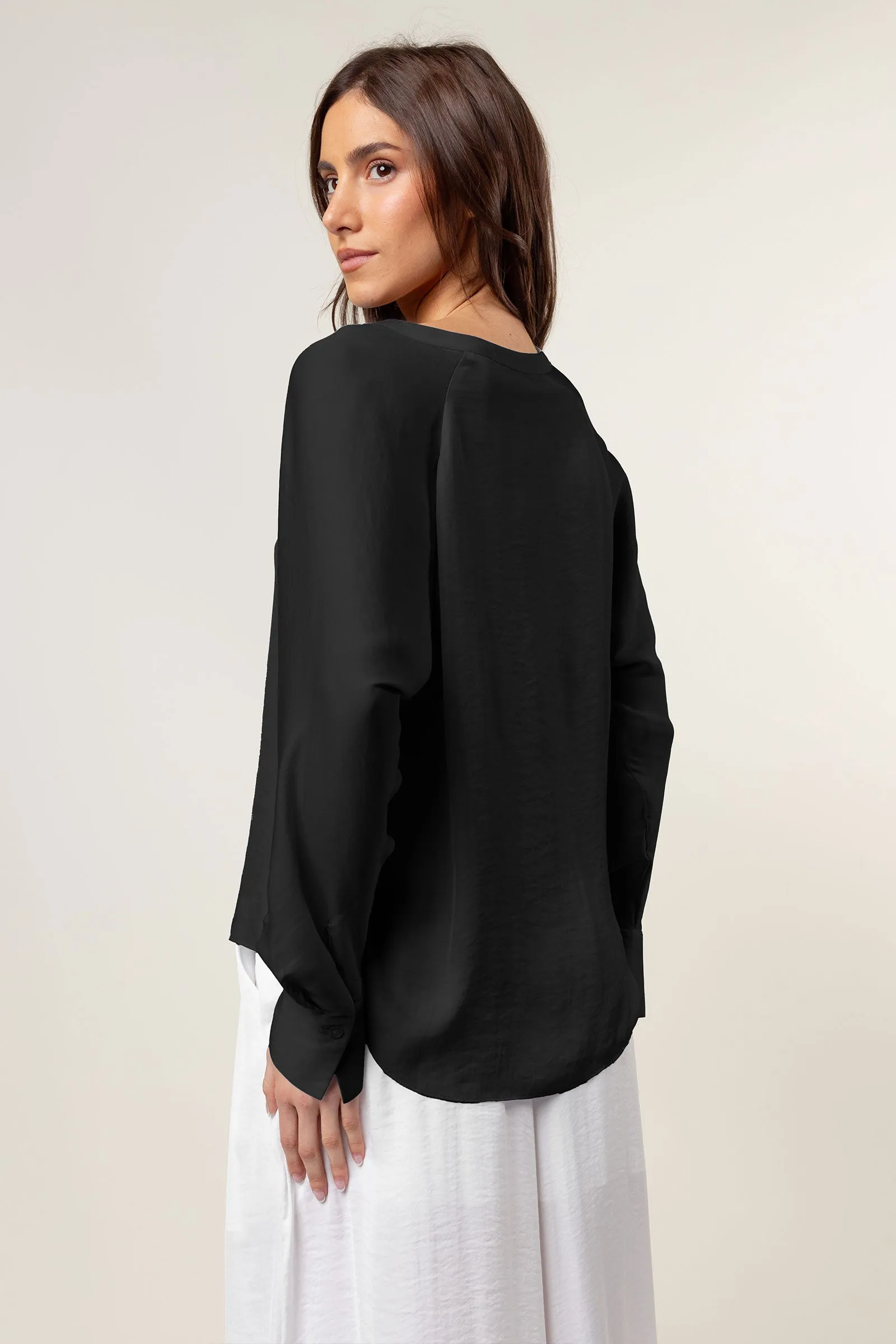 Silky Satin Popover Blouse