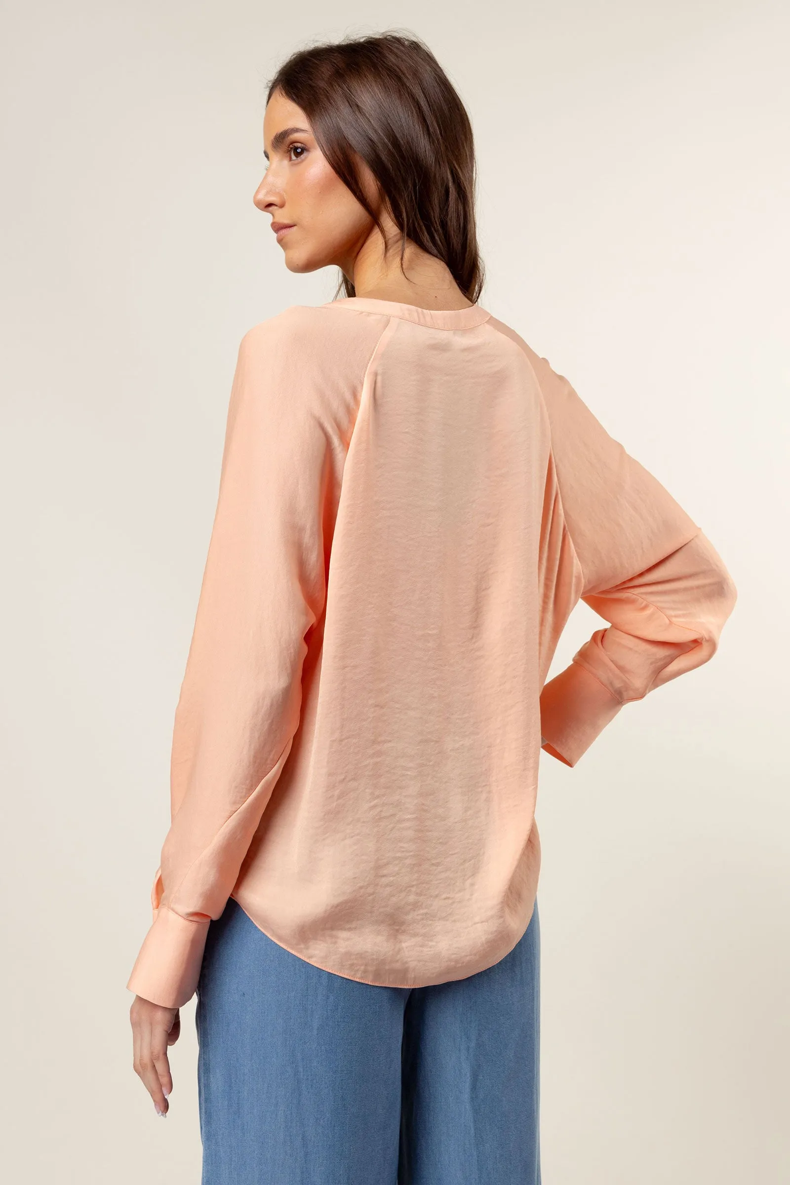 Silky Satin Popover Blouse