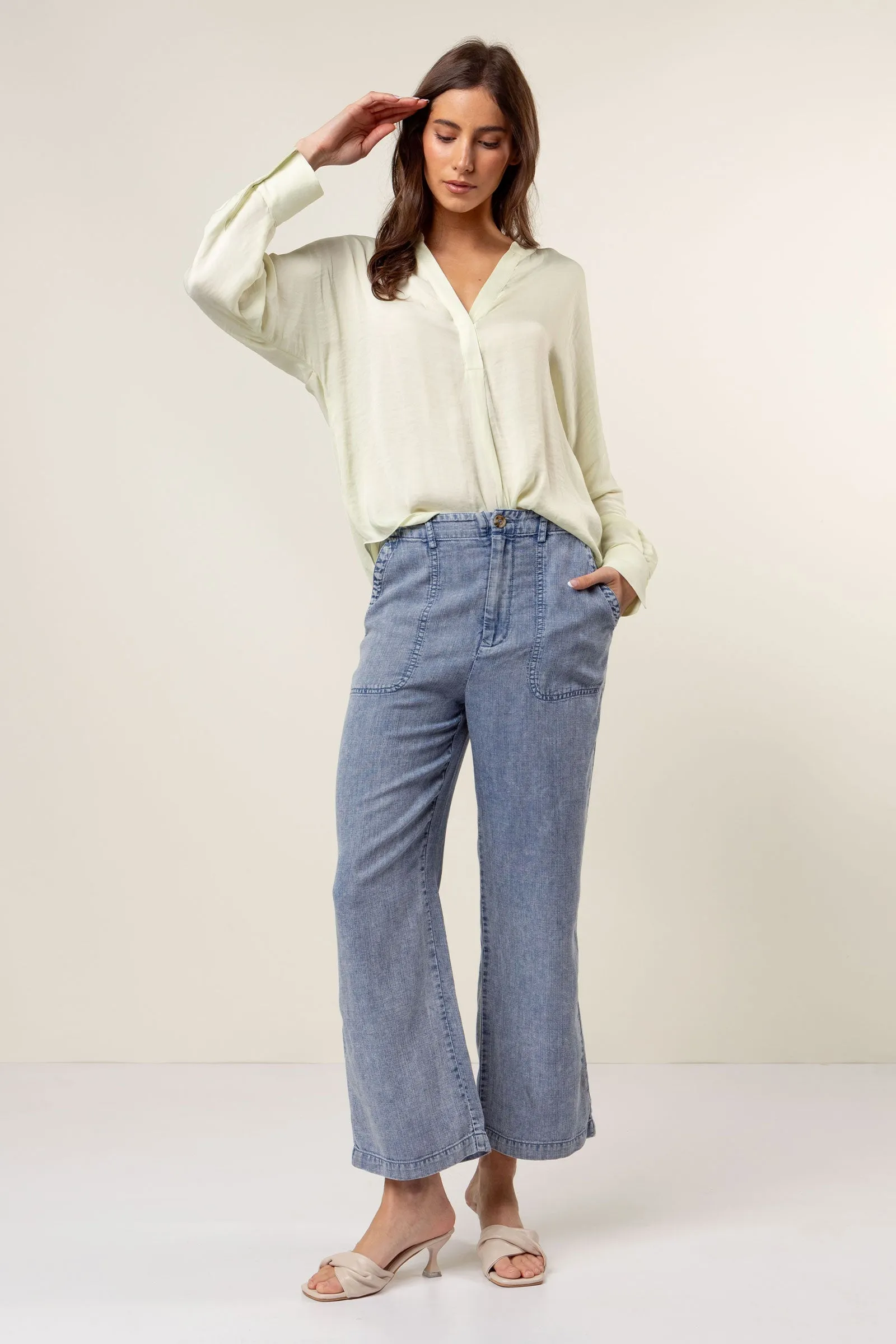 Silky Satin Popover Blouse