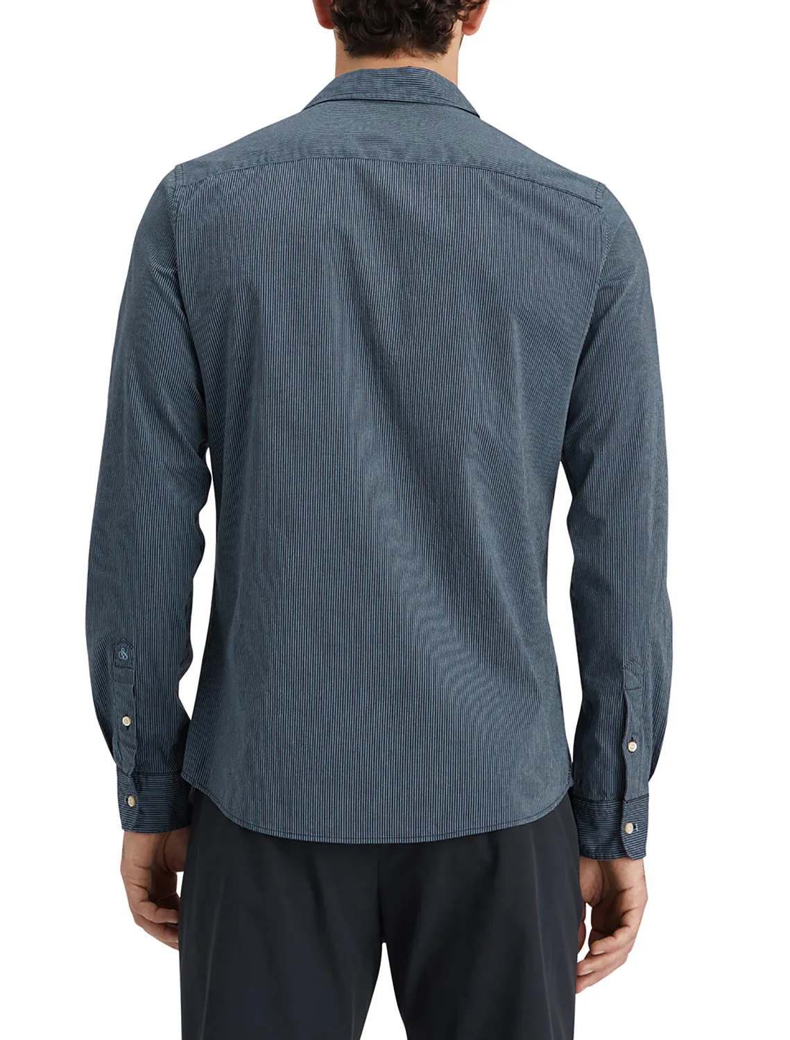 Slim Fit Essentials Striped Poplin - Navy Stripe