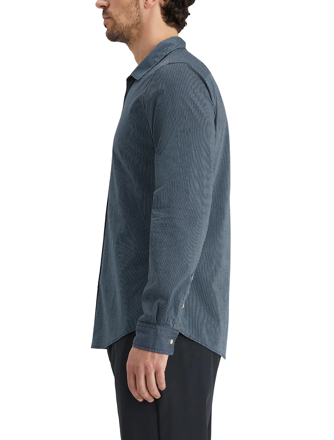 Slim Fit Essentials Striped Poplin - Navy Stripe