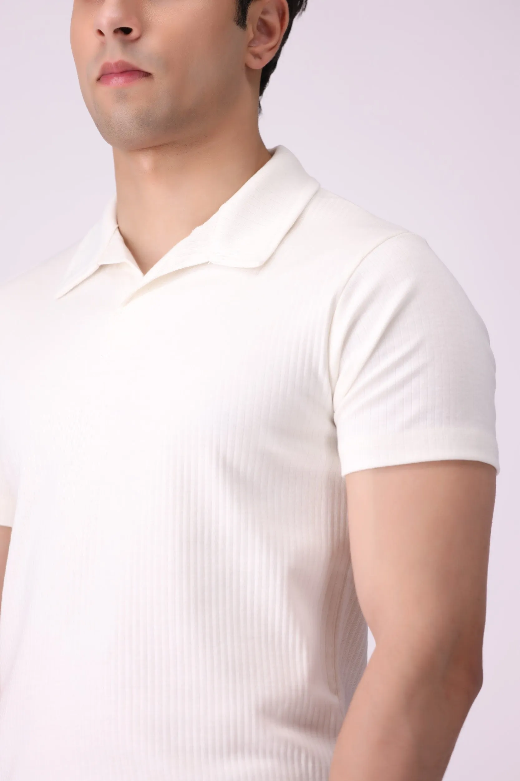 Soft Jaquard White Polo Shirt