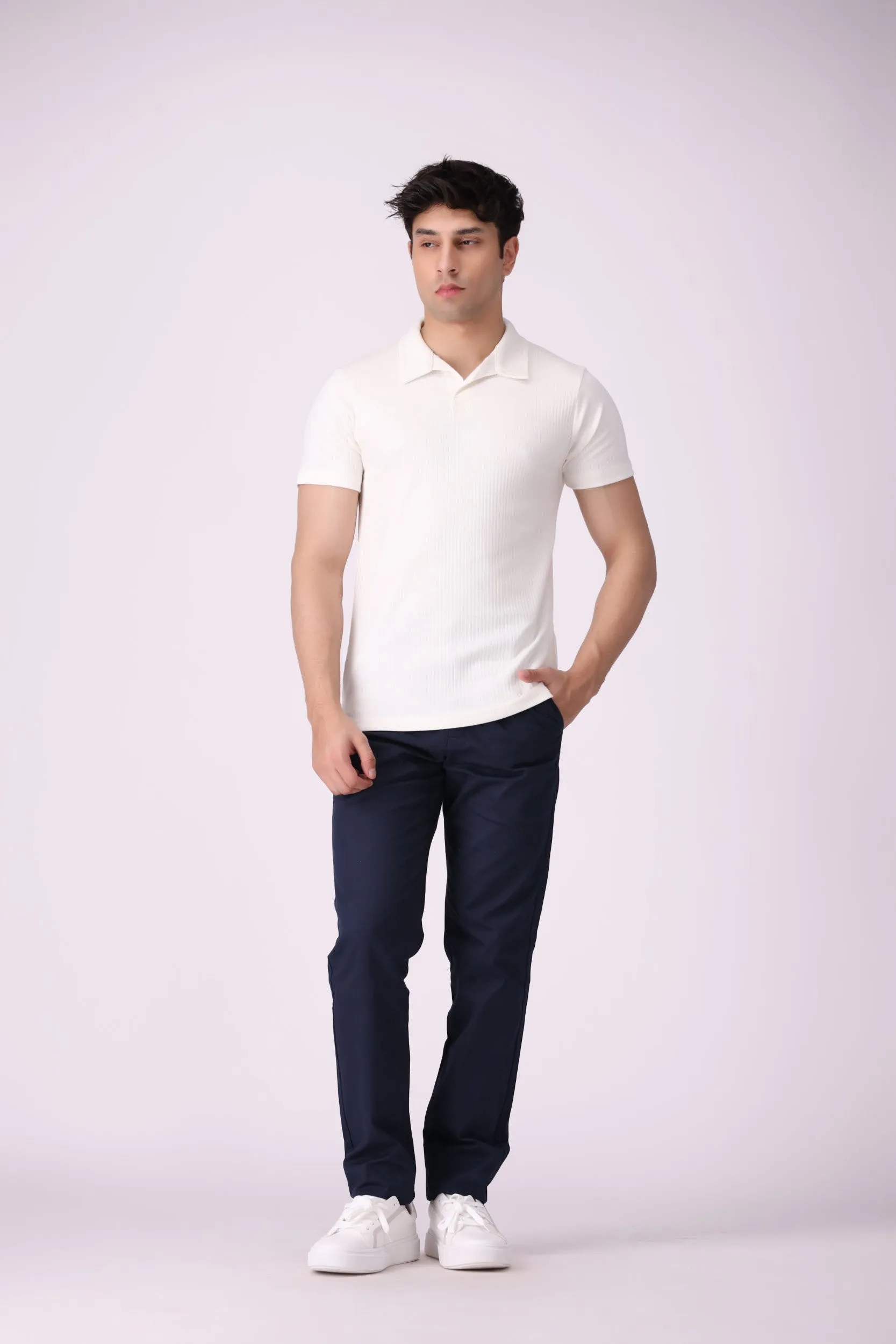 Soft Jaquard White Polo Shirt
