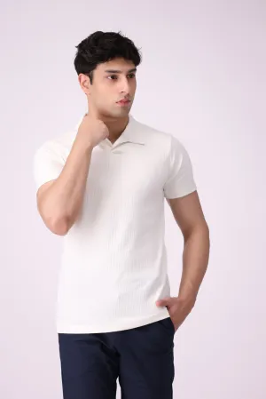 Soft Jaquard White Polo Shirt