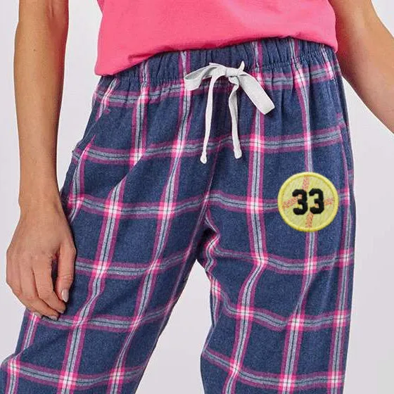 Softball Personalized Flannel Pants-26 Colors Available