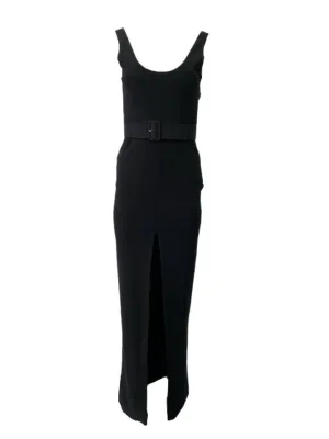SOLACE London Black Tara Maxi Belted Dress Size US 4 NWT