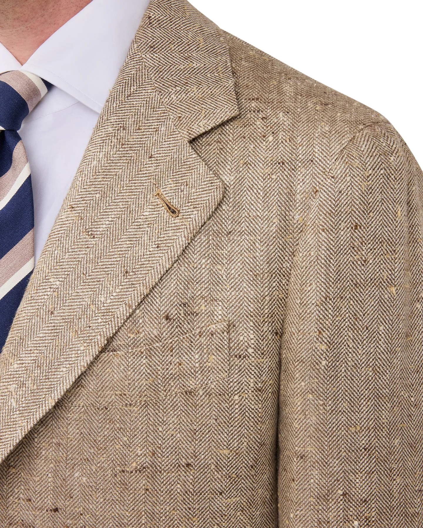 Sport Coat Beige Herringbone Silk Linen