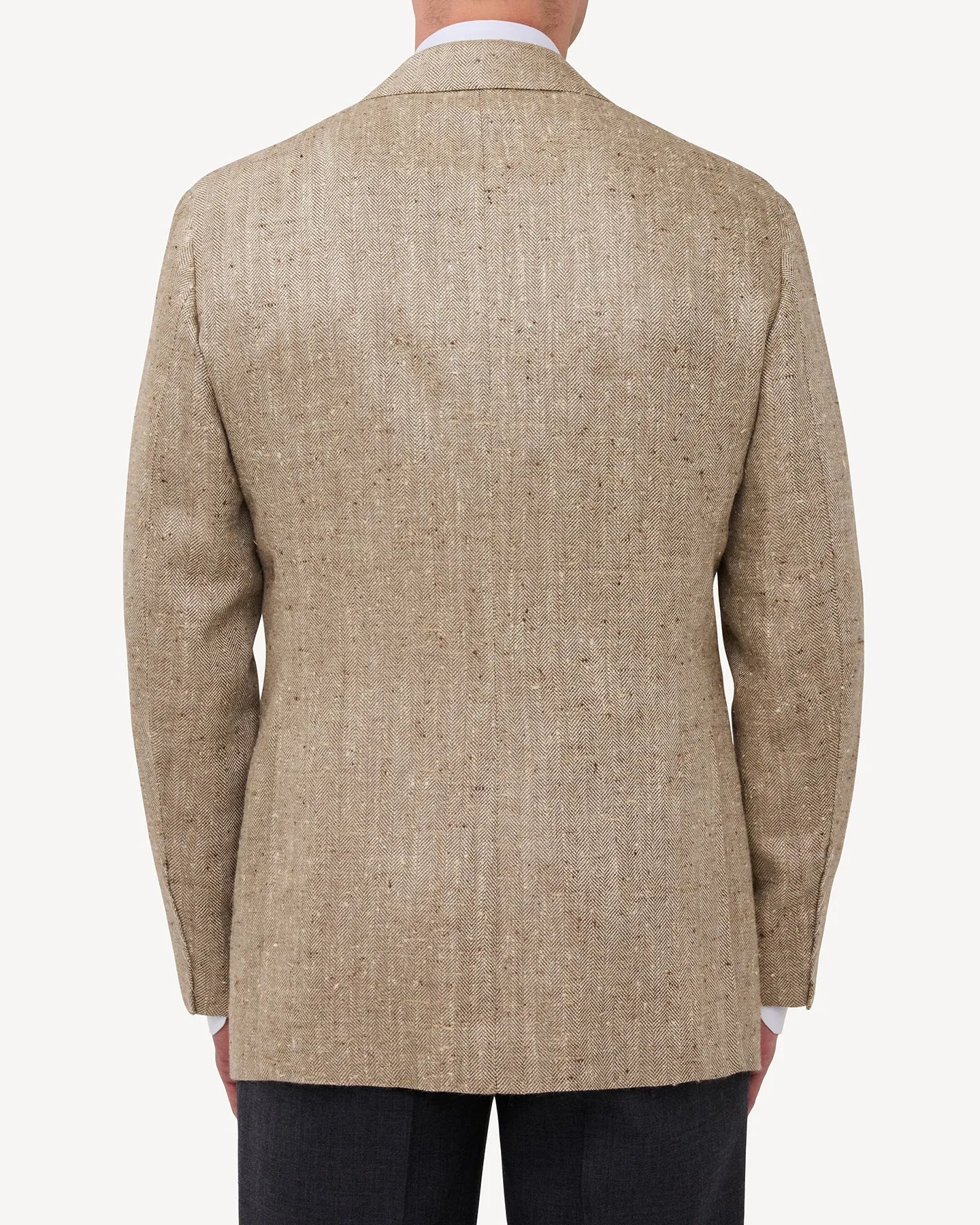 Sport Coat Beige Herringbone Silk Linen