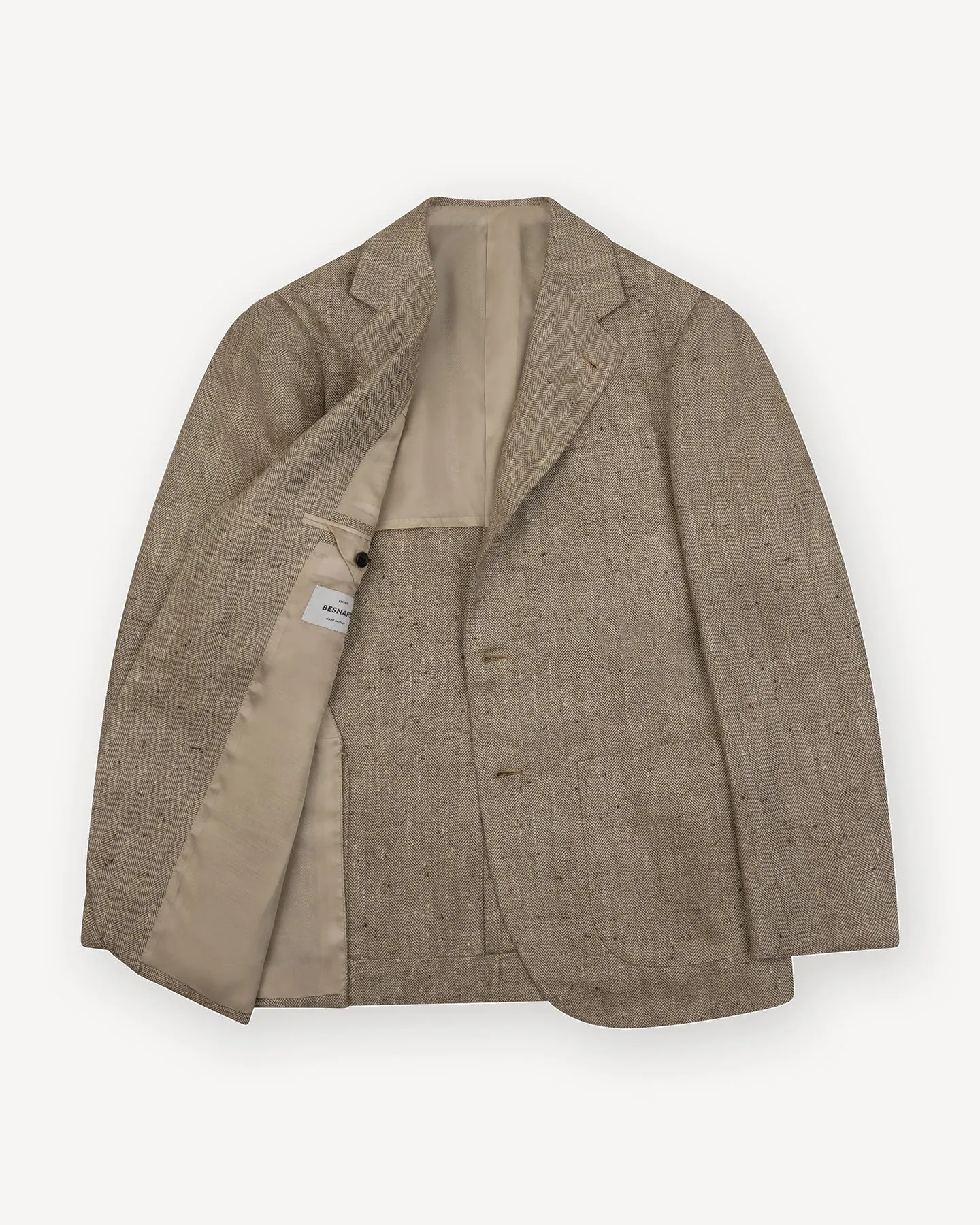 Sport Coat Beige Herringbone Silk Linen