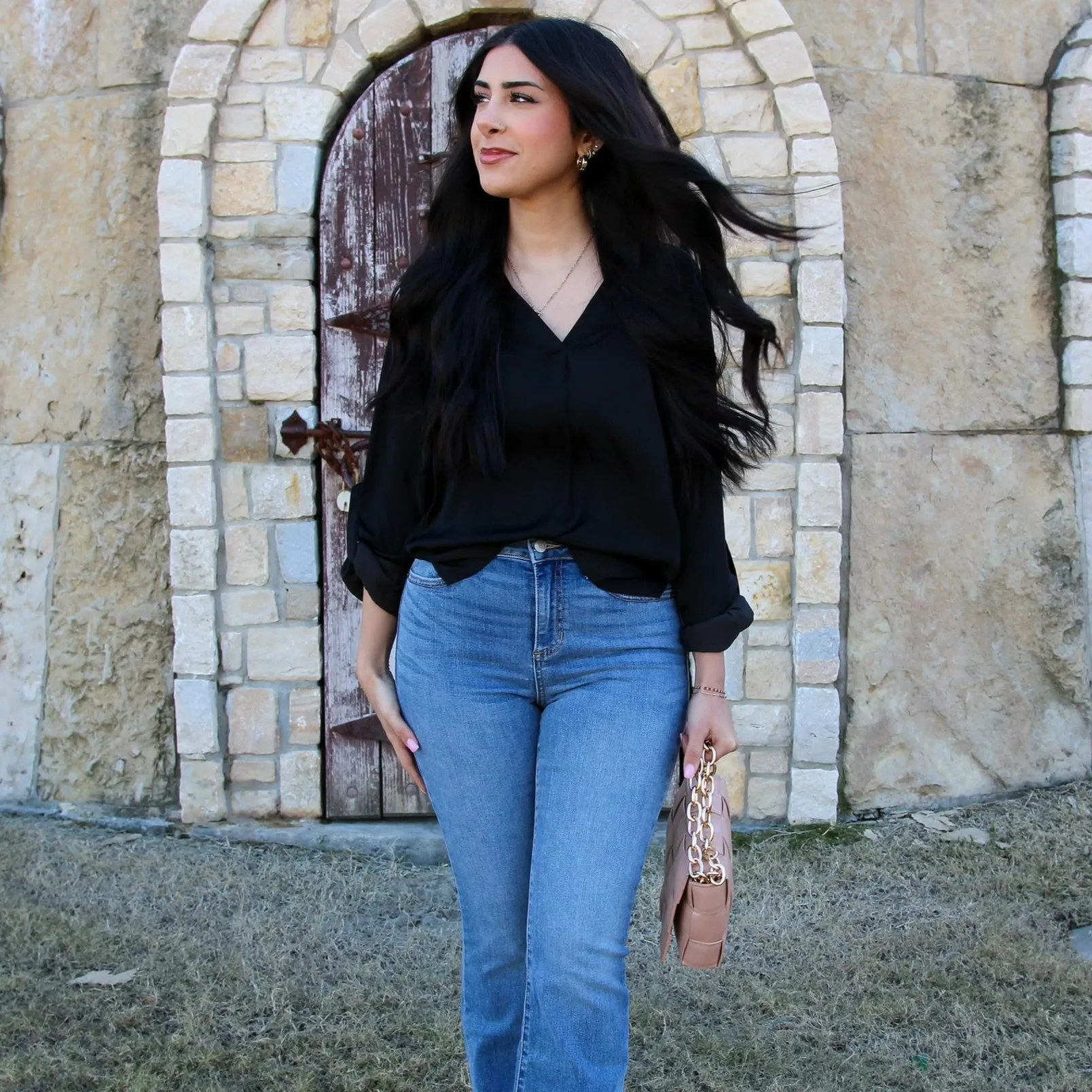 Stay Classy Silky Collar Band Blouse