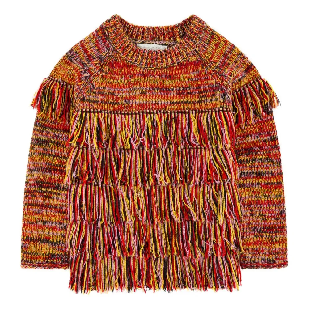 STELLA MCCARTNEY - Tangerine Woolen Jumper Fringed Sweater