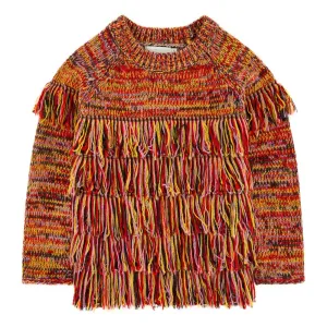 STELLA MCCARTNEY - Tangerine Woolen Jumper Fringed Sweater