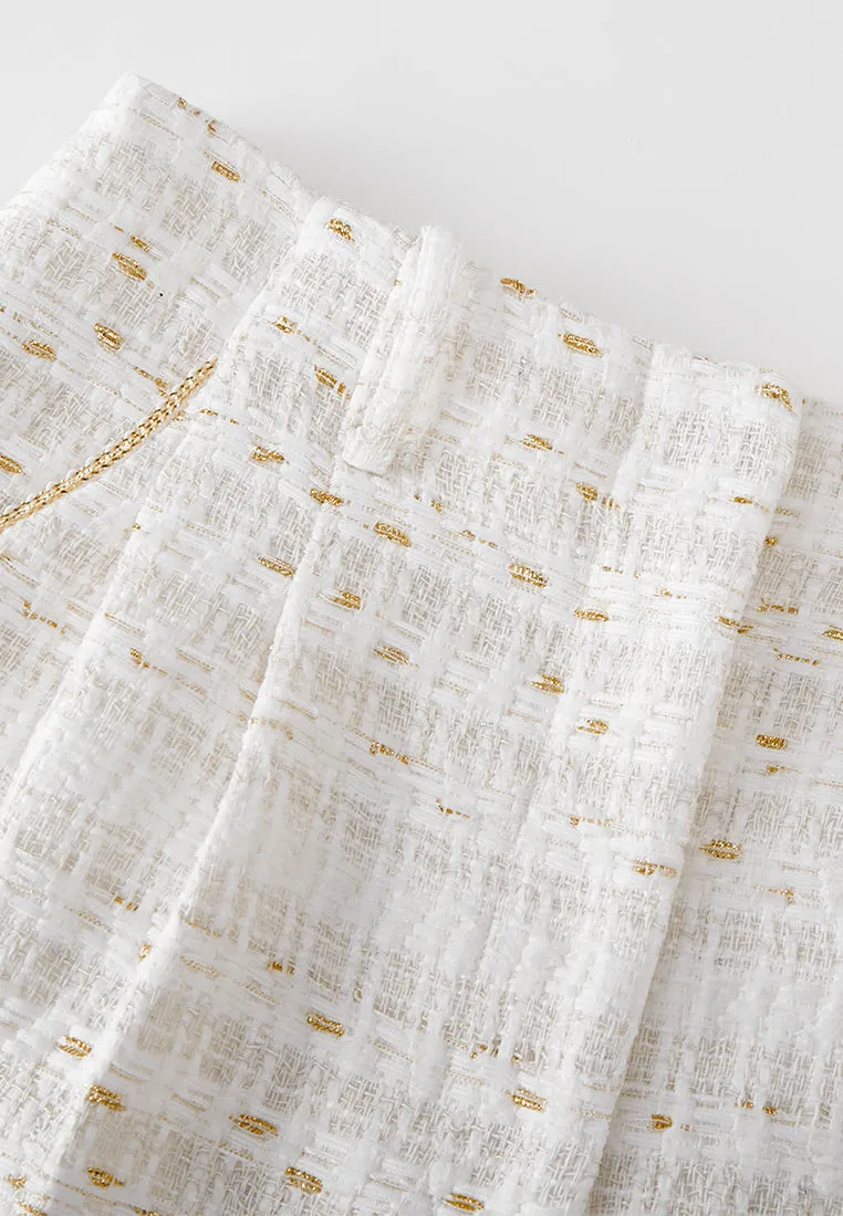 Striped Lurex-detail Straight-leg Trousers