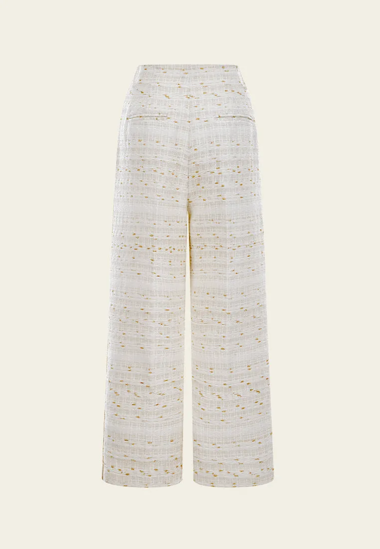 Striped Lurex-detail Straight-leg Trousers