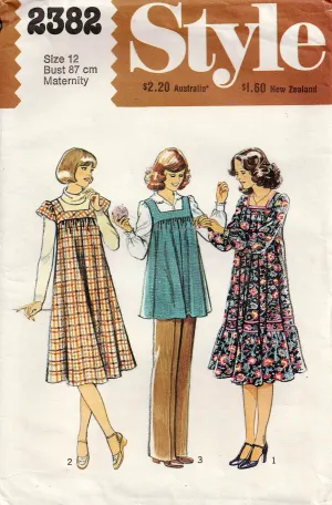 Style 2382 Womens Maternity Smock Dress Top & Pants 1980s Vintage Sewing Pattern Size 12 Bust 34 inches