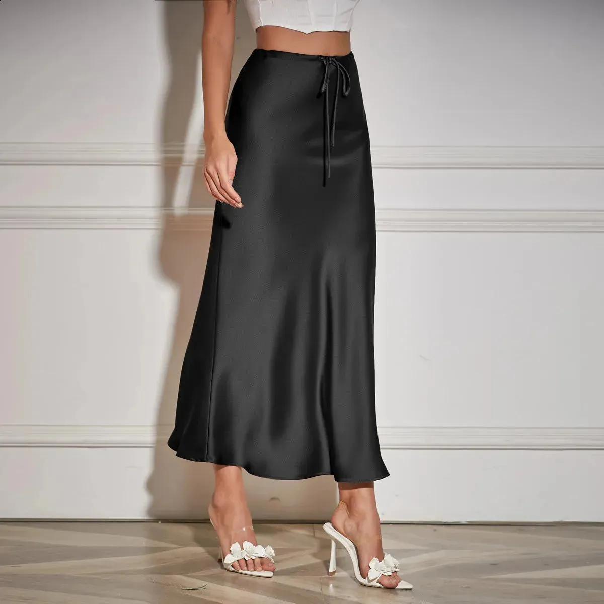 Talia - Chic High-Waist Satin Skirt for Women