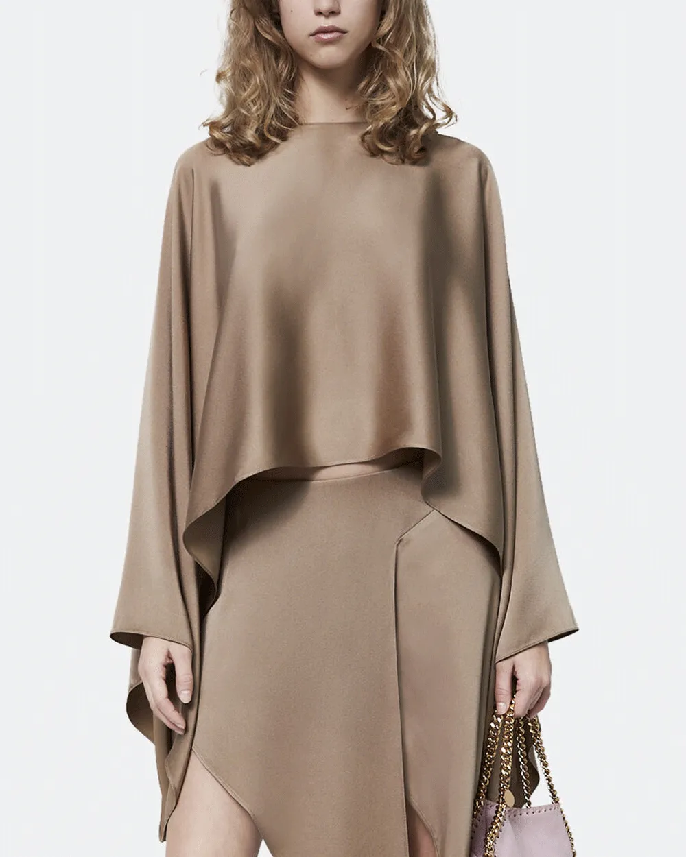 Taupe Cropped Cape Top