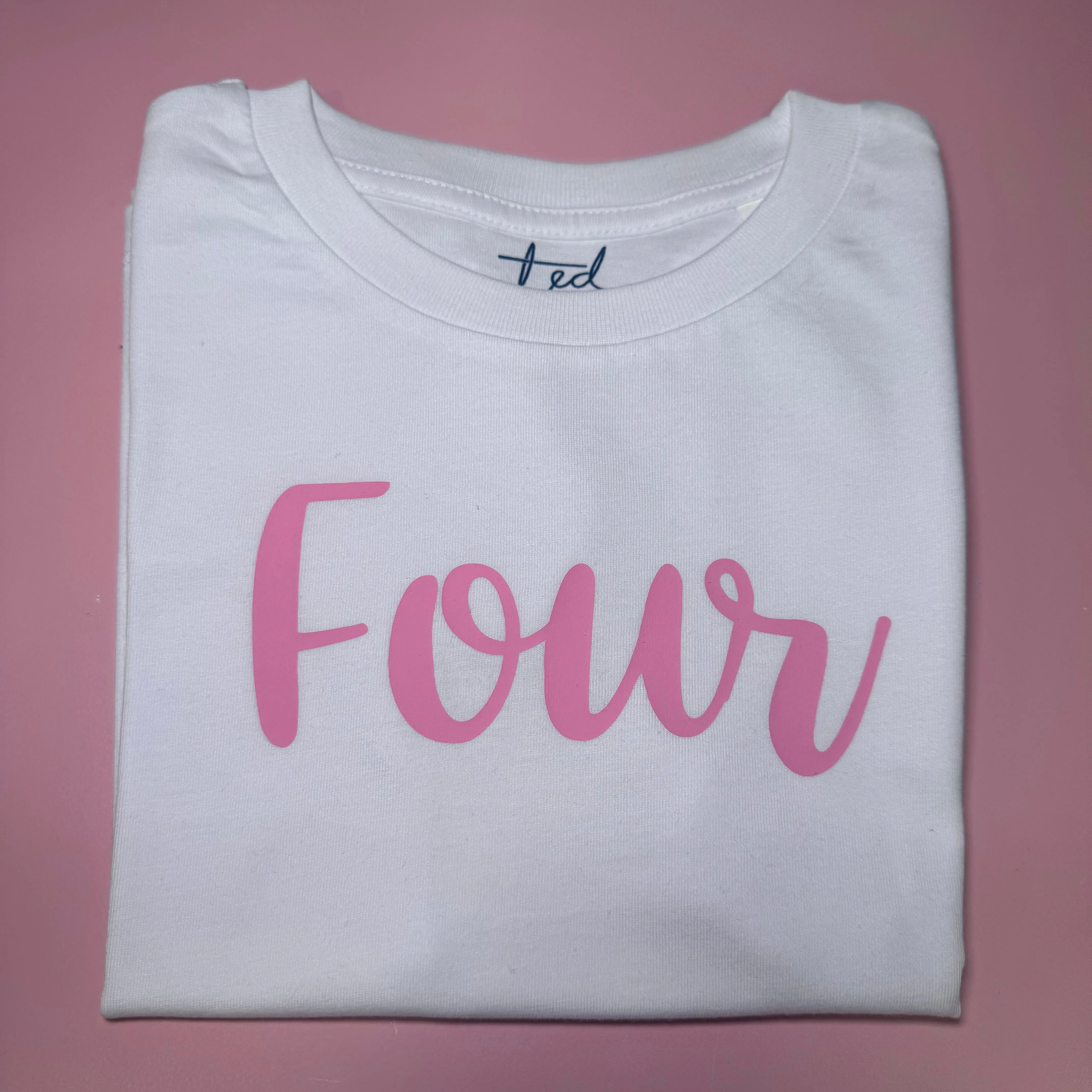 Ted & Stitch Girls White Birthday T-shirt - Select Age