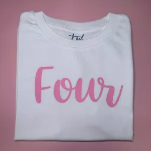 Ted & Stitch Girls White Birthday T-shirt - Select Age