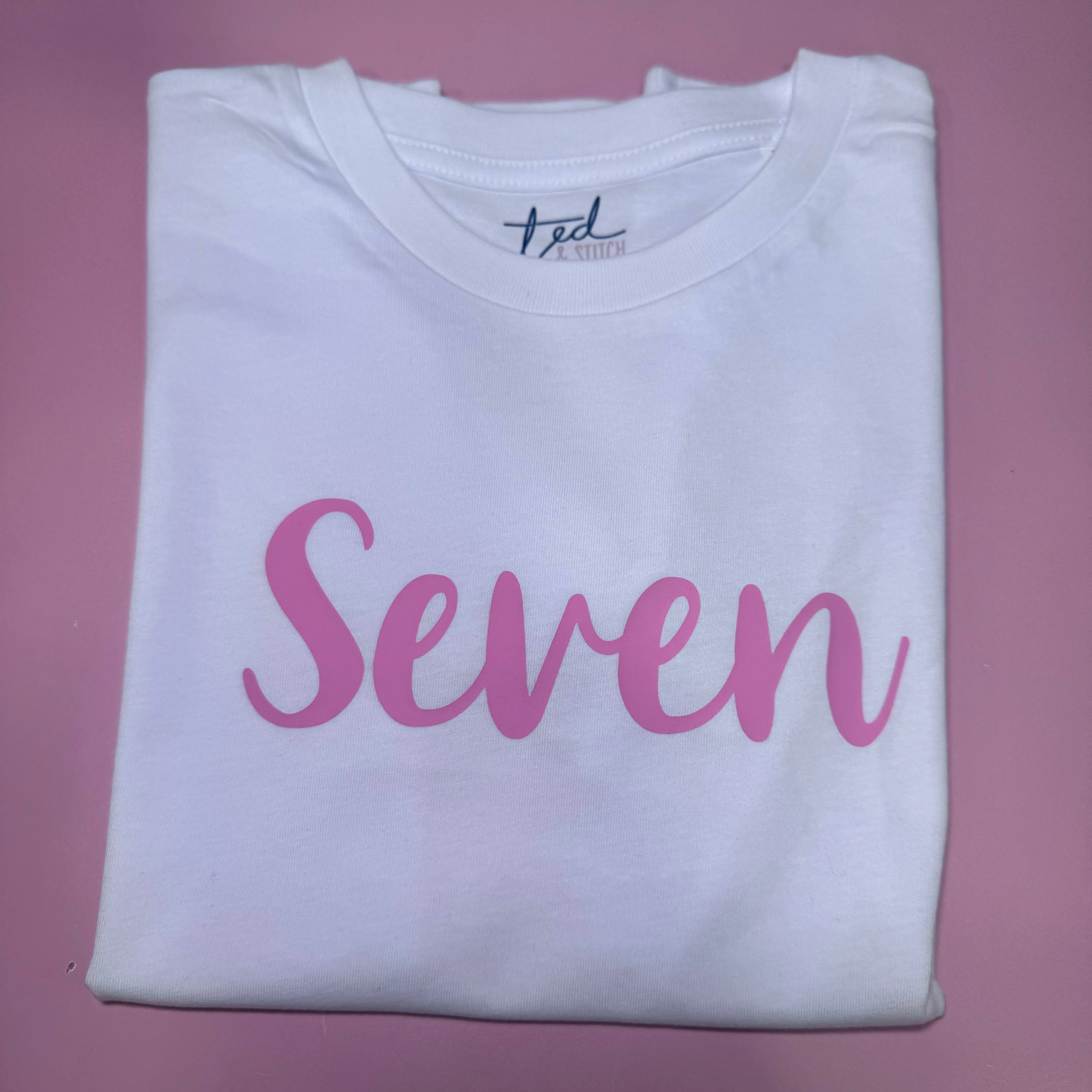 Ted & Stitch Girls White Birthday T-shirt - Select Age
