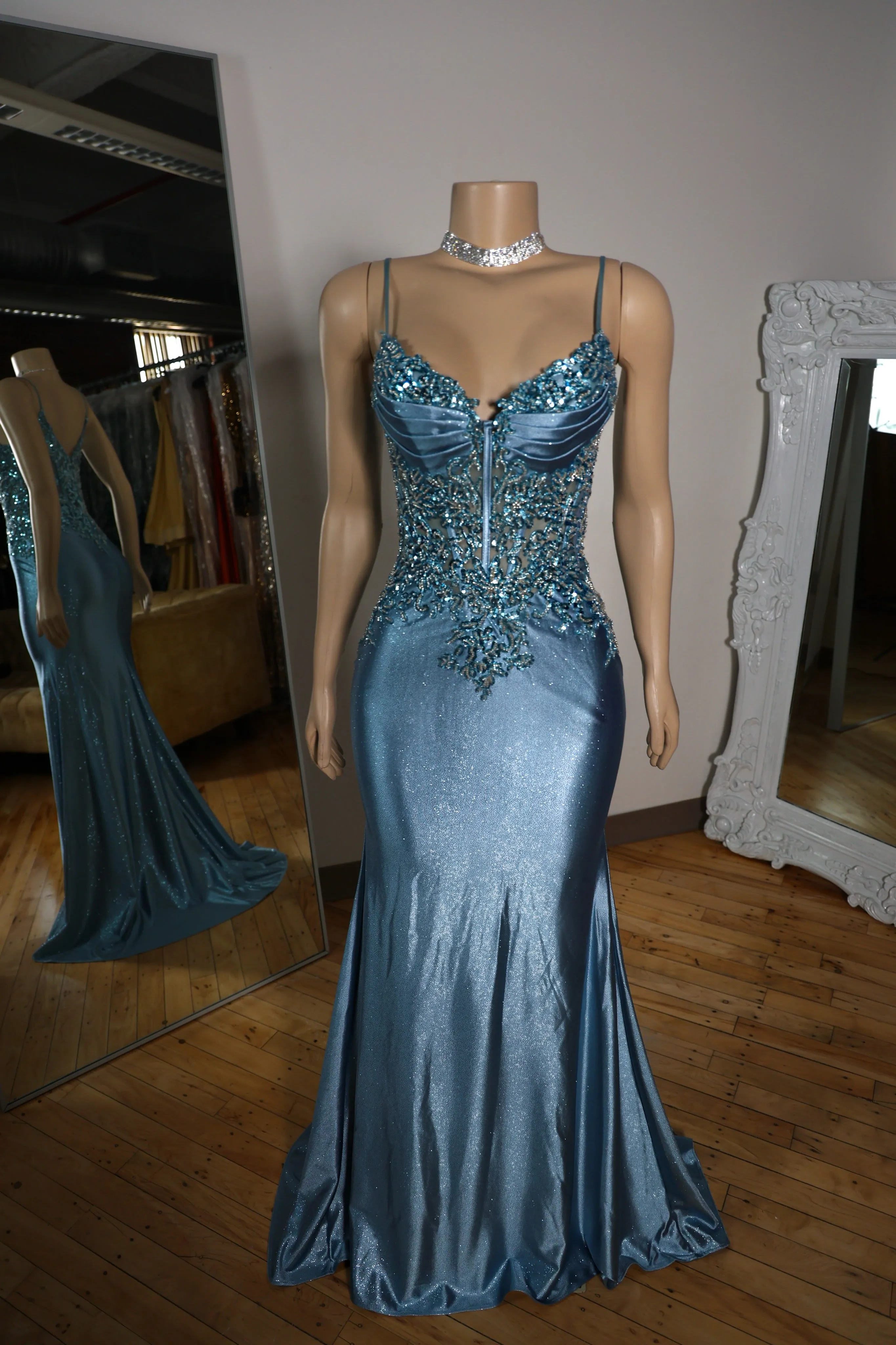 The Gia Glitter Lace Gown