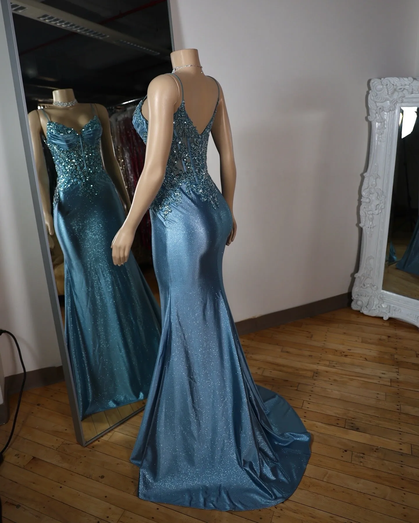 The Gia Glitter Lace Gown