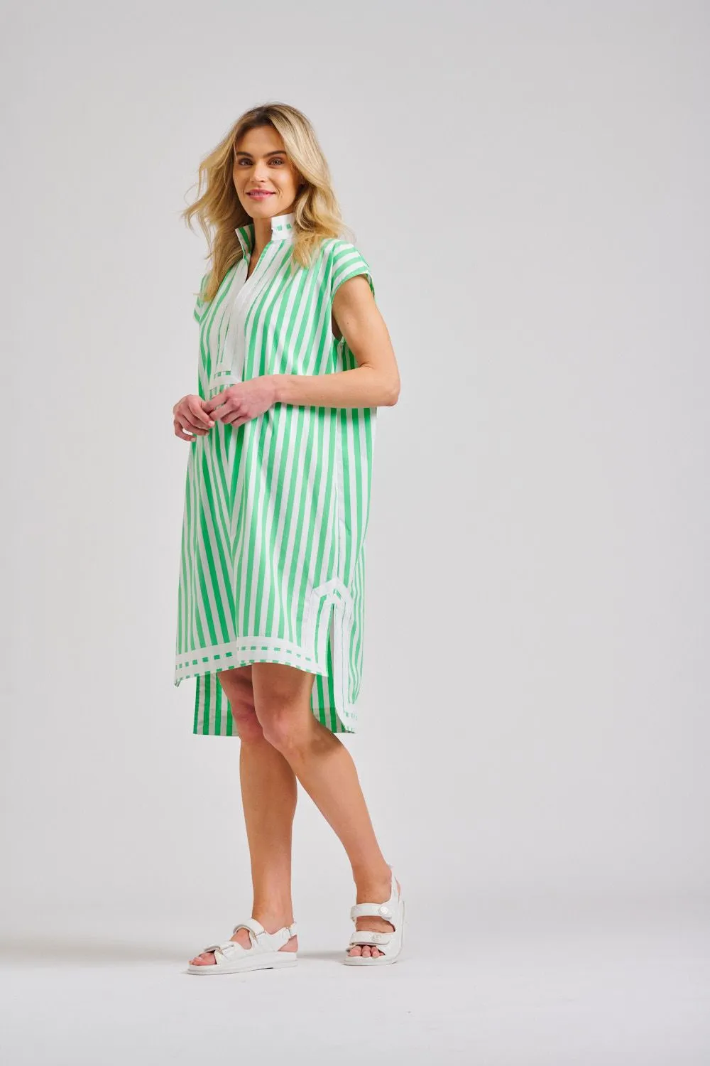 The Kaftan Oversized Dress - Green Stripe