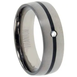 Titanium Wedding Band 7mm Round Genuine Diamond Channel Set Satin Black Antique Design Size 8 9 10 11 12